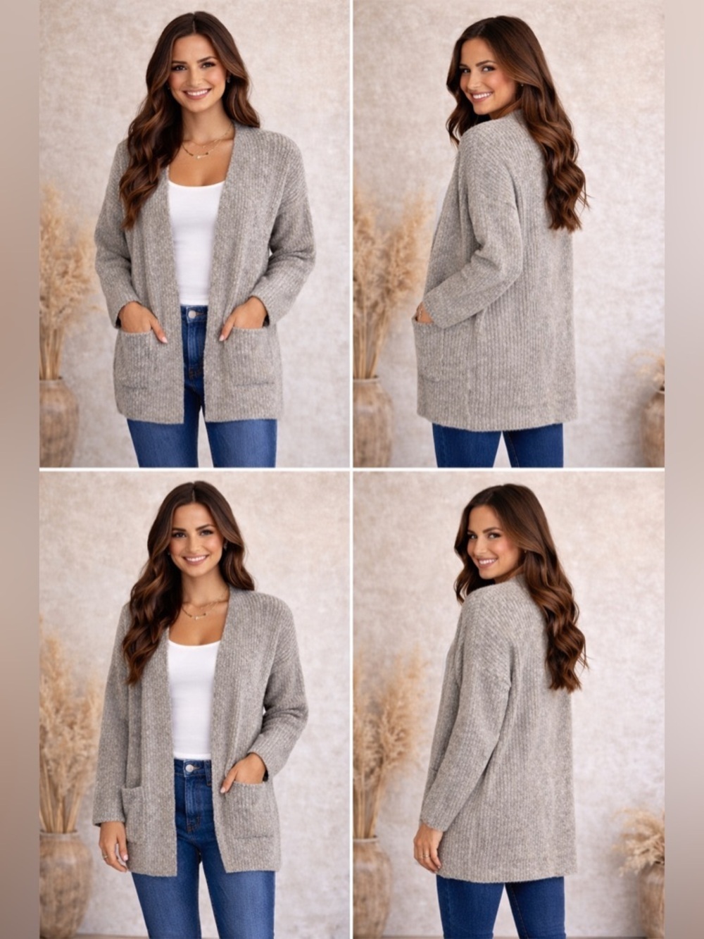 Forever 21 Gray Ribbed Knit Open Cardigan Sweater Size Small